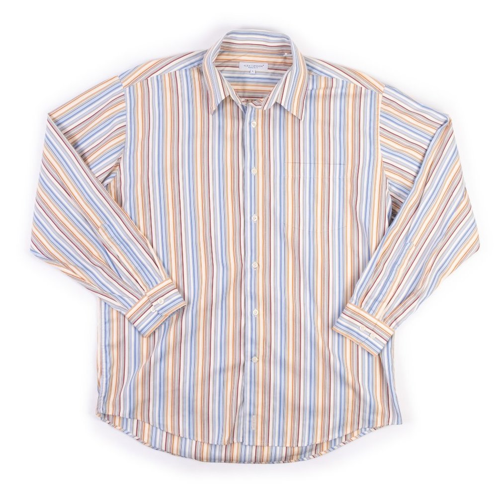 ALEX CANNON Rowayton, CT colorful striped button down shirt size L